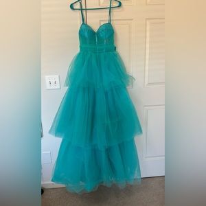 teal colored prom or formal dress never worn corset tulle